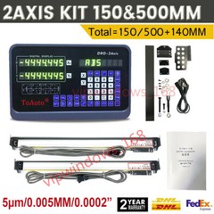 6″ 20″ 2Axis DRO Digital Readout TTL Linear Glass Scale Milling 5µm 150 & 500mm