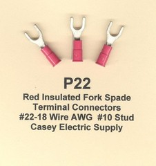 50 RED Insulated FORK Spade Terminal Connectors #22-18 Wire AWG #10 Stud MOLEX