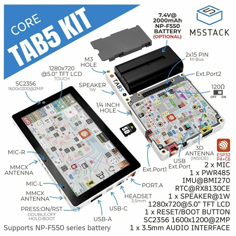 M5Stack Tab5 IoT Development Kit (ESP32-P4) SKU: K145