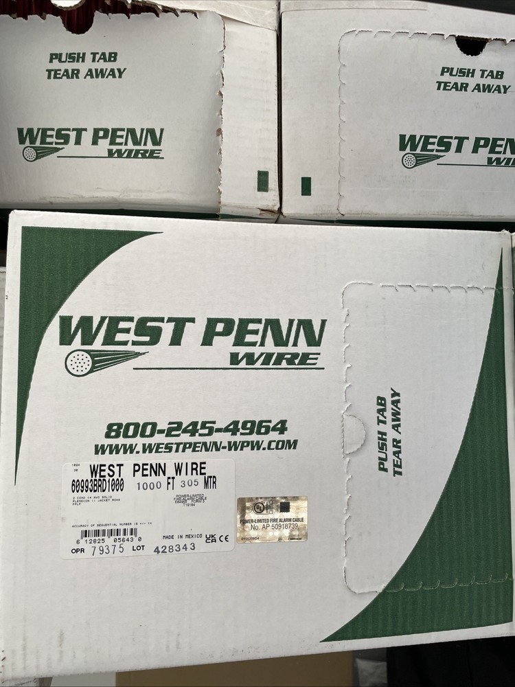 FIRE ALARM WIRE. Penn Wire 60993BRD1000 1000 Ft 305 MTR 2COND 14 AWG SOLID ROHS