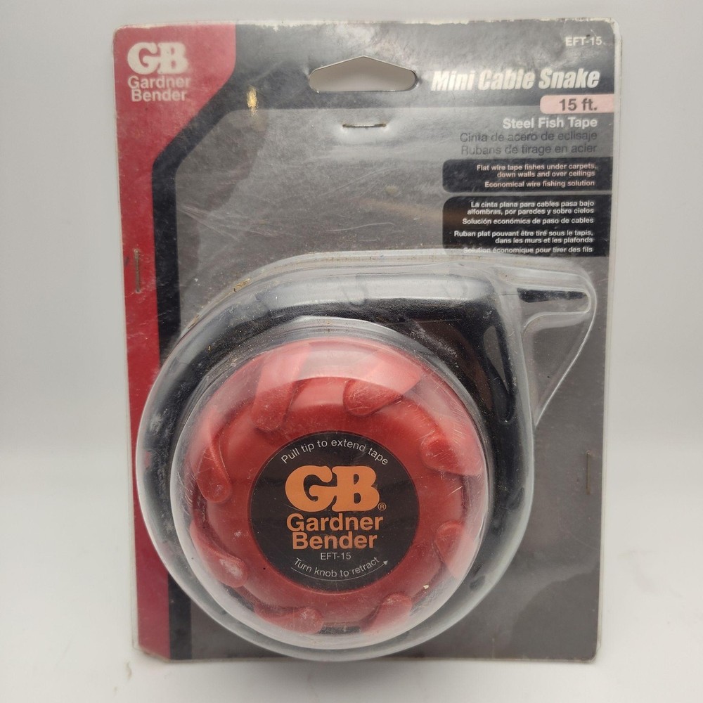 Gardner Bender EFT-15 Mini Cable Snake Steel Fish Tape 15ft Red Black Unit