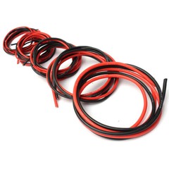 12AWG silicone jacketed copper power wire fine strand red / black 20 ft. rolls