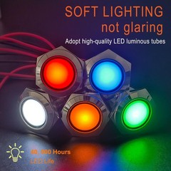 2PCS 22mm Metal Waterproof IP67 LED Indicator Light Indicator Light Red LED 7/8