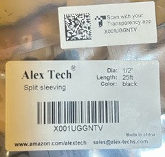 Alex Tech Split Sleeve X001UGGNTV 25ft – 1/2in color black