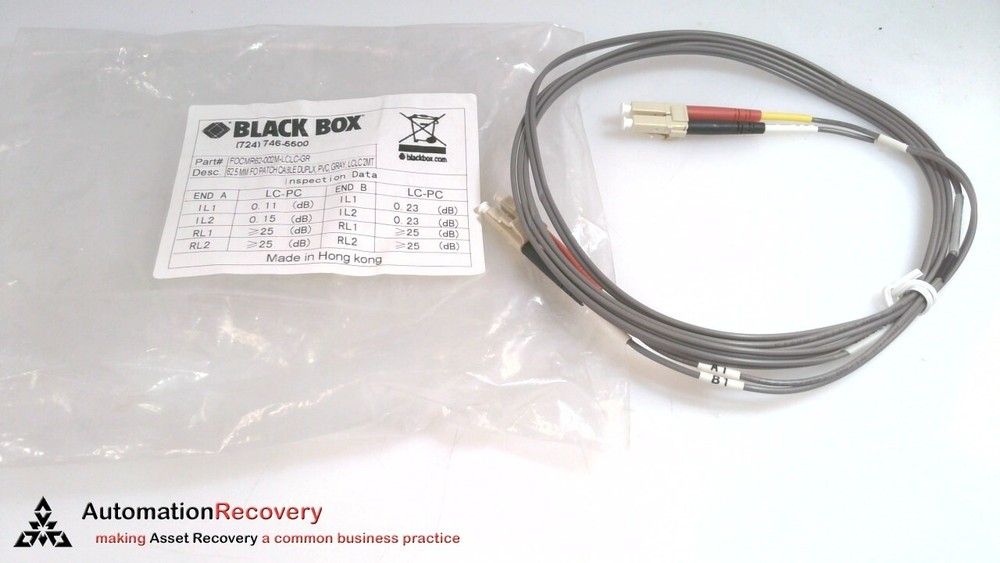 BLACK BOX FOCMR62-002M-LCLC-GR FIBER OPTIC PATCH CABLE, NEW #327944