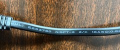 NISPT-2, VW-1, 2X 18AWG, 300V 6ft Power Cable, 2 Prong E253760 NEW
