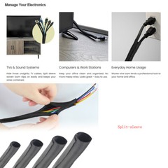 Split Wire Loom Tubing Power Cord Protector Cable Sleeve Wires Management Wrap