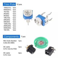 Electronic Component Kit Assortment Capacitors LEDs Transistors Resistors DC PCB