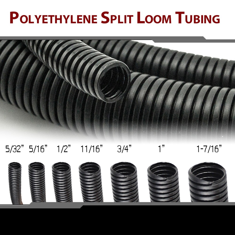 Wiring Loom Split Wire Cable Sleeve Flex Tubing Wire Wrap Corrugated Conduit Lot