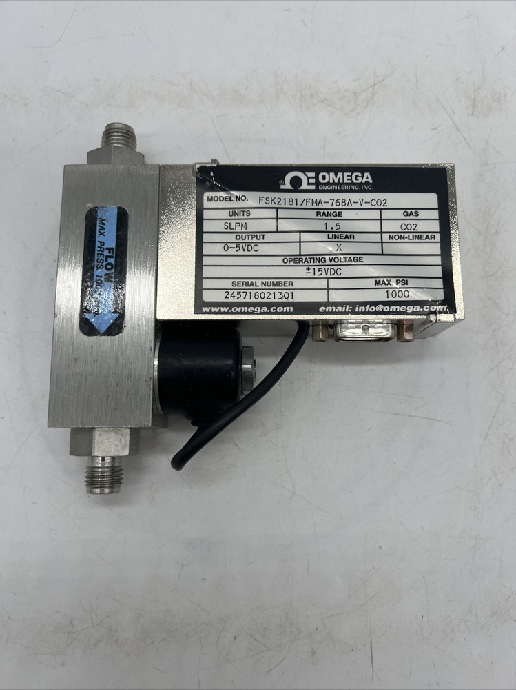Omega Engineering Model FSK2181/FMA-768A-V-C02 Pressure Valve 15V 1000PSIG