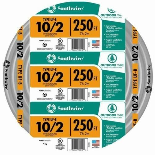 10/2 UF-B x 250′ Southwire Underground Feeder Cable