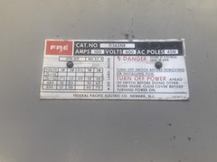 FPE P/N: 1136SNR 100AMPS 600 VOLTS 4SN AC POLES DISCONNECT SWITCH
