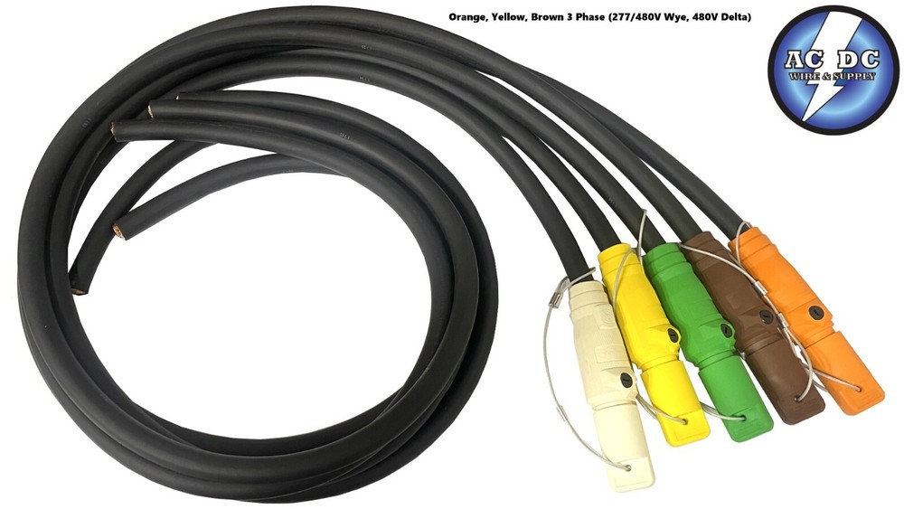 4/0 TYPE W Generator Power Cables SET 5pc F/PIGTAIL (277/480V Wye, 480V Delta)