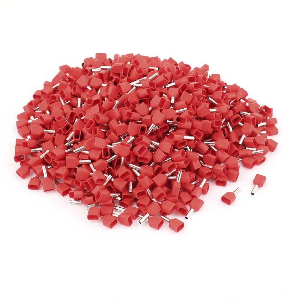 1000pcs TE1508 Twin Wire Sleeve Insulated Ferrule Terminal for 2×16 AWG Line