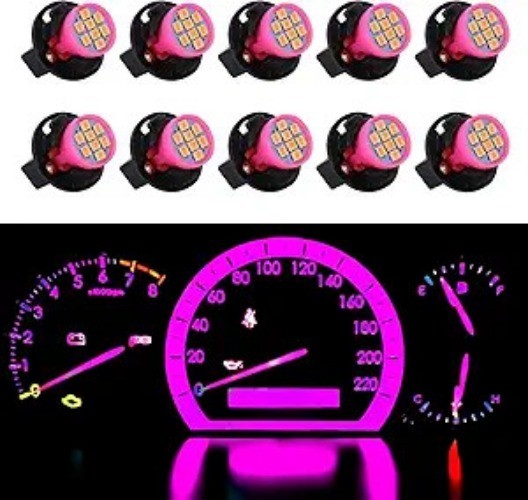 10-Piece T10 194 168 Dashboard Instrument LED Light Bulbs with Twi Color: Pink