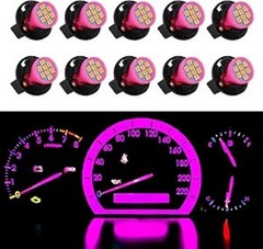 10-Piece T10 194 168 Dashboard Instrument LED Light Bulbs with Twi Color: Pink