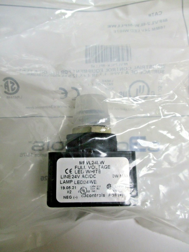 C3 CONTROLS, MFVL24LW-MPLLWE, 16MM 24V WHITE LED LIGHT