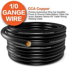 1/0 Gauge Wire(20ft Each – Red/Black) Copper Clad Aluminum CCA – Primary 40FT