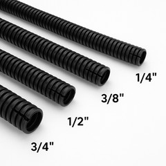 DC Sound 4-Pack 1/4″, 3/8″, 1/2″, 3/4″ x 10 Feet Each Split Wire Loom Convoluted