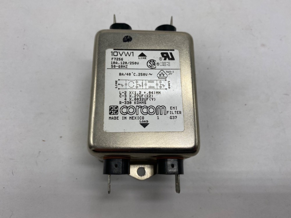 Corcom F7256 power input filter, 10VW1 rated 10amp 120/250vac