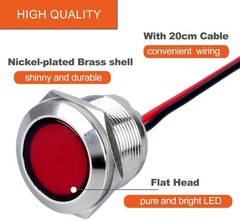 2PCS 22mm Metal Waterproof IP67 LED Indicator Light Indicator Light Red LED 7/8