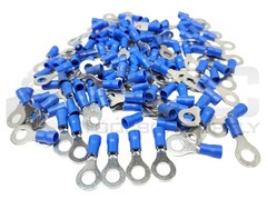 NEW LOT OF 120 GRAINGER RING 24C942 TERMINAL VINYL INSULATED 16-14 AWG, BLUE