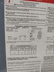 Square D D324N Safety Switch 3 Pole 200 AMP 240 volt Fusible Disconnect