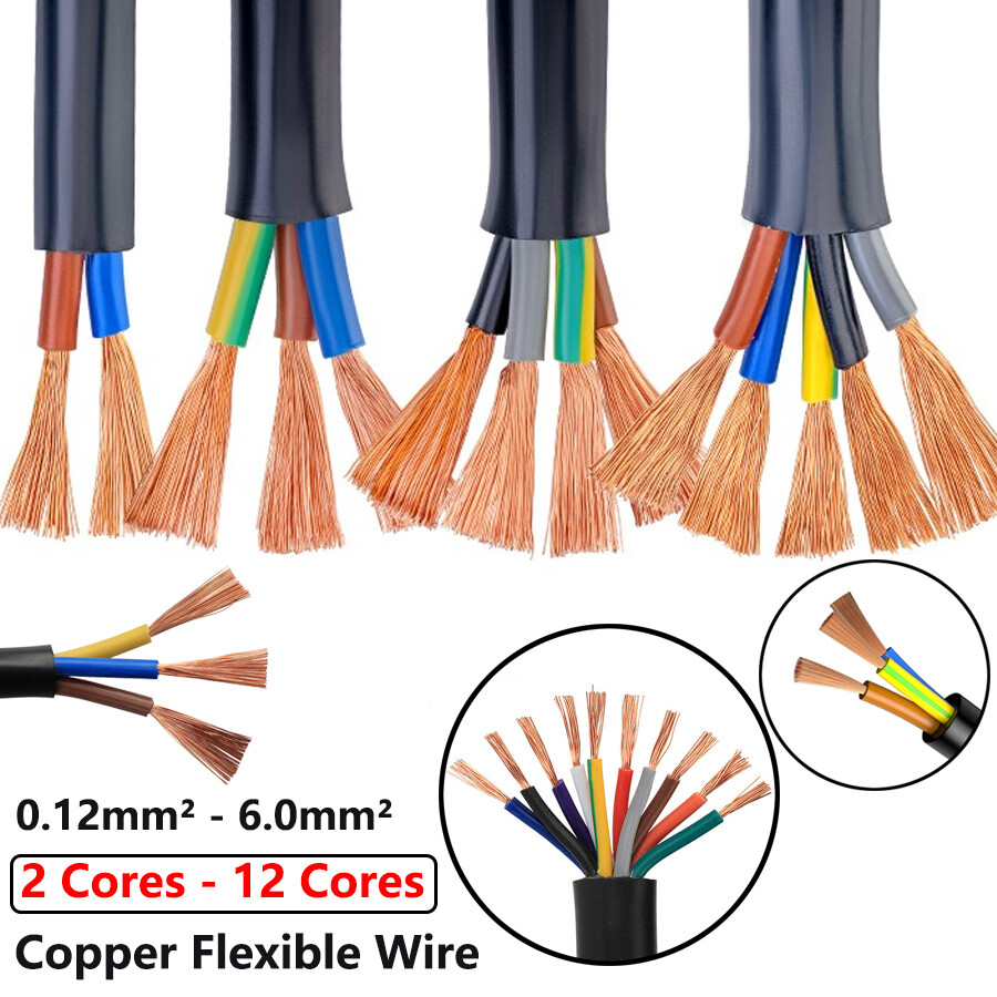 0.12-6mm² Flex Wire Copper 2/3/4/5/6/8/10 Cores Electrical Cable PVC Insulation
