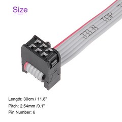 5 Pack Long 30CM 2.54MM Flat Ribbon Cable IDC 6 Pin Connector