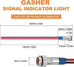 Energy Saving Indicator Light LED 12V 24V 110V 20mA Panel Mount 6mm Hole 5 PCS