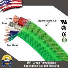 50 FT 3/4″ Green Expandable Wire Cable Sleeving Sheathing Braided Loom Tubing US