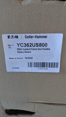 EATON Cutler-Hammer YC362US800 800A 3 pole R9G3800U NON FUSIBLE G-FRAME 800A