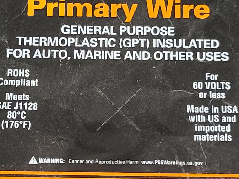 East Penn #14awg GPT Automotive/Marine Primary Lead Wire 60V/80C Yellow /100ft