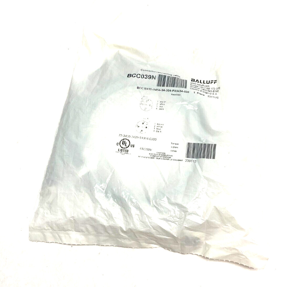 Balluff BCC M415-M414-3A-304-PX0434-030 Dbl-Ended Connectong Cordset BCC039N