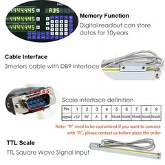 2/3 Axis DRO Display Digital Readout 5µm Linear Glass Scale Kit for Mill Lathe