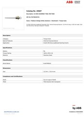 Thomas & Betts ELASTIMOLD 200AT Assembly Tool stick operated Torque limited
