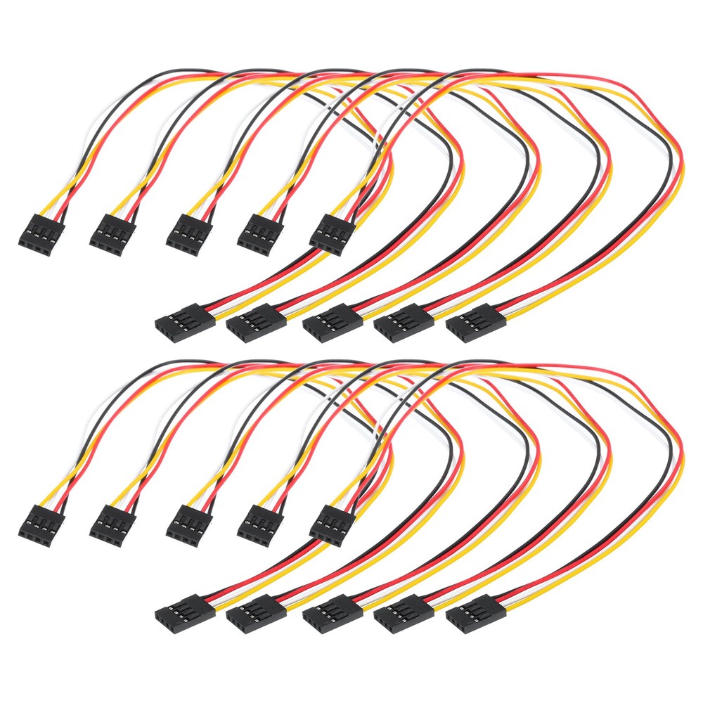 10 Pcs Female to Female 4Pin Breadboard Jumper Wire 2.54mm Single Row 30cm