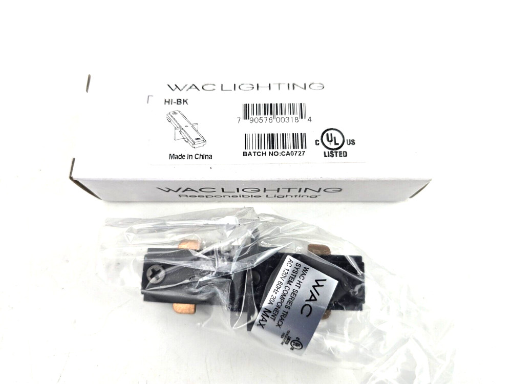 NEW WAC Lighting Straight I-Connector for H-Track Systems Black HI-BK