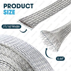 Flat Tinned Copper Braided Ground Strap Wire 11/16″W Expandable Metal Sheath