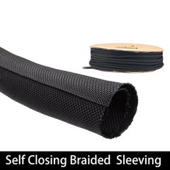 Black Braided Sleeving Self Closing – Braid Cable Wiring Harness Loom Protection