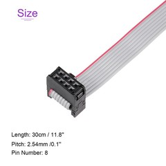5 Pack Long 30CM 2.54MM Flat Ribbon Cable IDC 8 Pin Connector