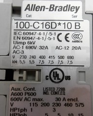 ALLEN BRADLEY 100-C16D*10 /B CONTACTOR 690V 32A AC-12 20A