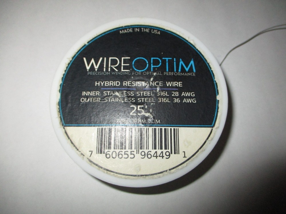 25′ WireOptim Hybrid Stainless Steel Resistance wire 316L Inner 28AWG Outer 36AW