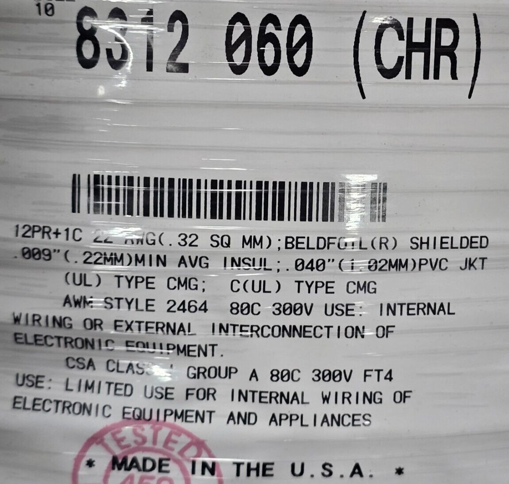 Belden 8312 22/12.5P Multi-Shield Low-Cap EIA RS-232 Computer/Control Cable /5ft