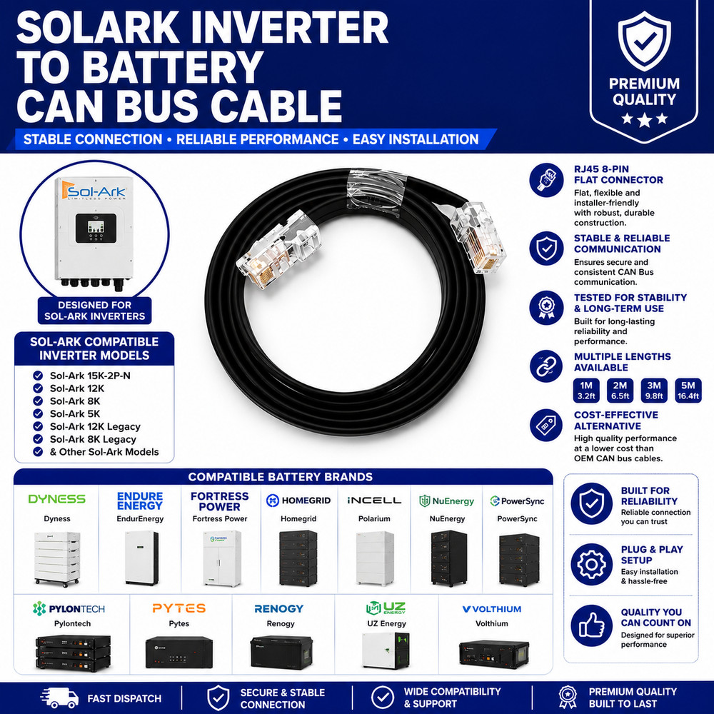SOLARK INVERTER TO BATTERY CAN BUS CABLE – DYNESS FORTRESS NUENERGY RENOGY