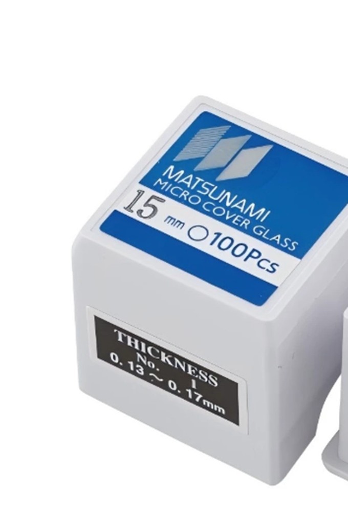 100-count box of 15mm round cover slips, C015001, #1 thickness