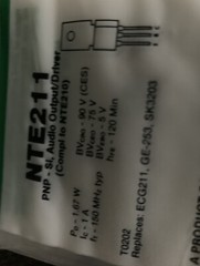 NTE211 PNP Si Audio Output Driver (compl To NTE210) 1.67W 1A 150 MHz TO202