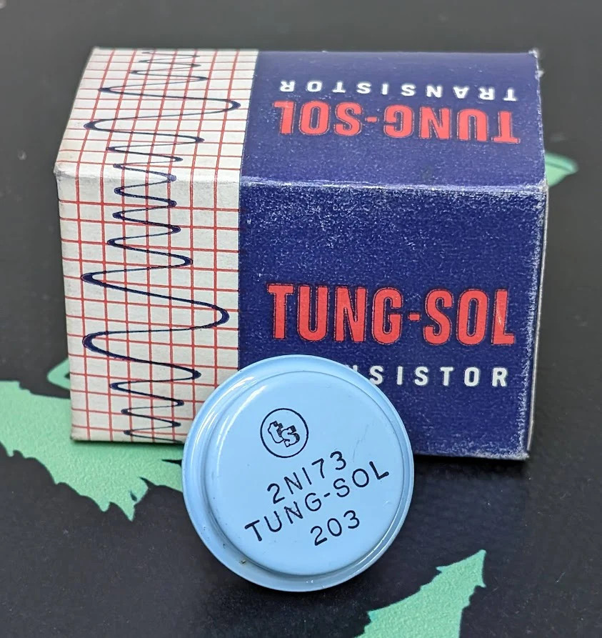 2N173 – TUNG-SOL – 1962 TRANSISTOR W/ ORIGINAL BOX Germanium PNP Transistor, Aud