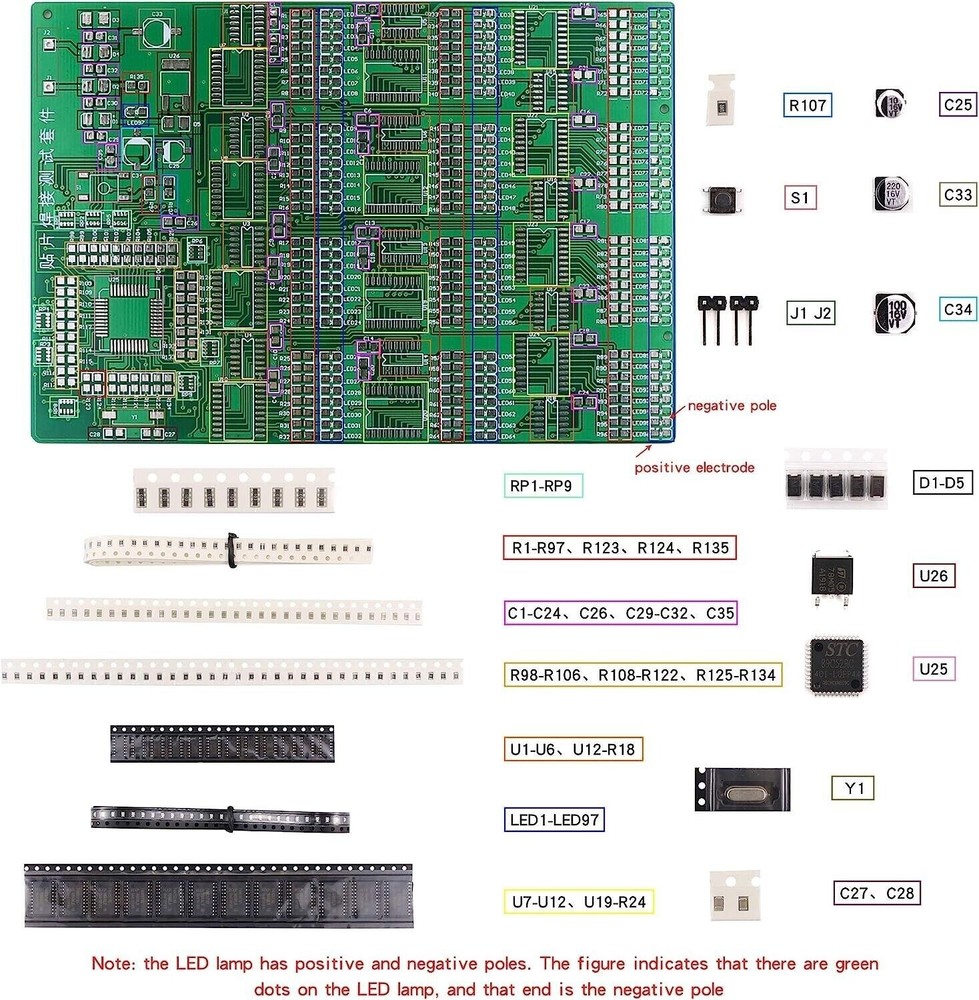 DIY SMD SMT Welding Practice Soldering Skill Training Board of 300 Elements