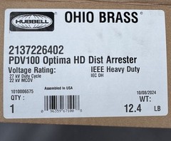 Hubbell Ohio Brass PDV100 Optima HD Arrester 2137226402 27kV 22kV MCOV New!